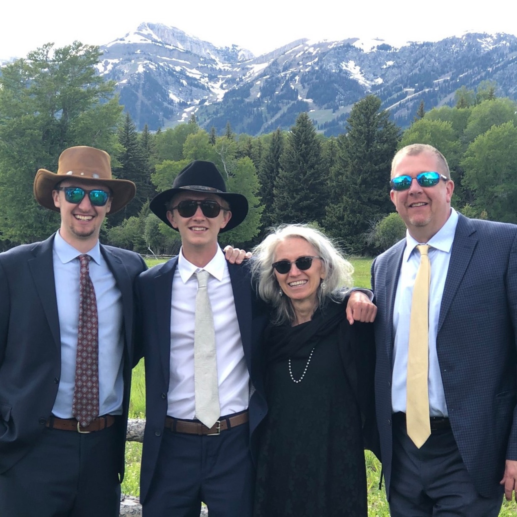 Benjamin Freeman with family in the mountains.