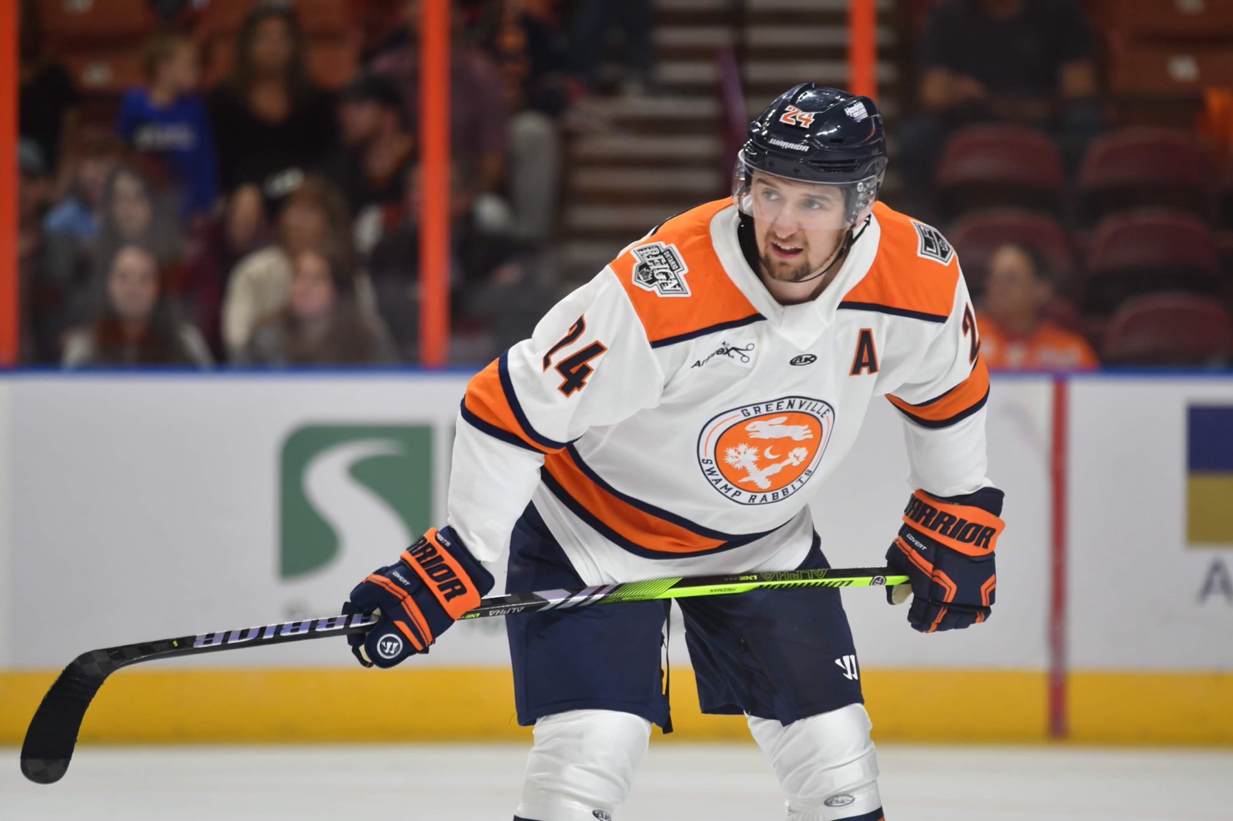 Benjamin Freeman playing professional hockey for Greenville.